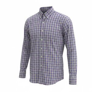 Johnnie O Purple Gray Plaid Cotton Button Up Shirt Men's size M